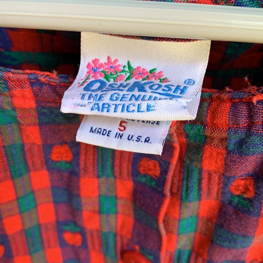 Vintage Osh Kosh The Genuine Article Plaid Apple School Dress Jumper Size 5 - Picture 12 of 12